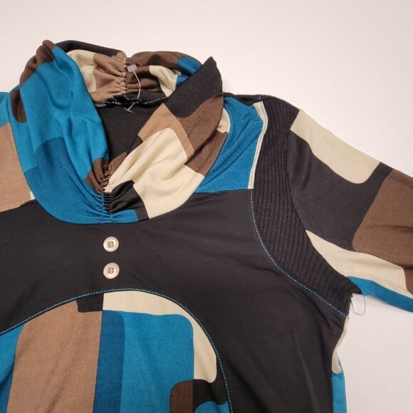 GEOMETRIC Print Cowl Neck Long Sleeve Tunic Size 40 Size 42 - NWT - Picture 10 of 12